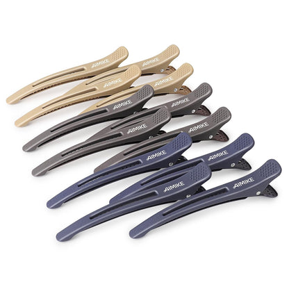 Hair Sectioning Clips with Silicone Band - 6pcs No Crease Duck Billed Clips for Styling and Cutting