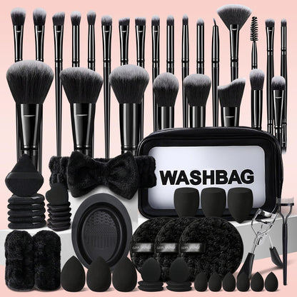 70Pcs Pink Makeup Brushes Set - Professional Multi-functional Kit with Case and Accessories