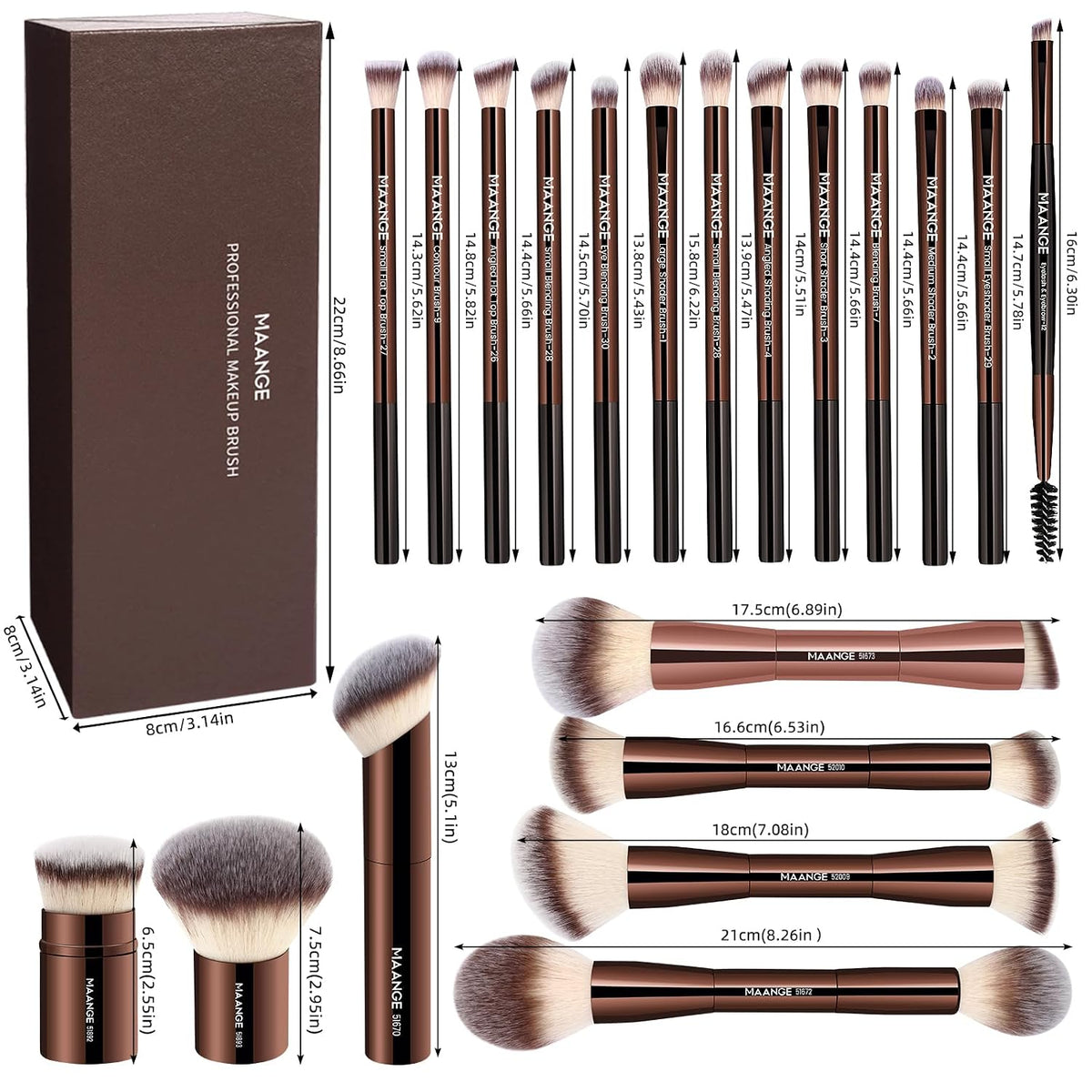 20 Pcs Professional Makeup Brush Set with Gift Box, Double-Ended Multi-functional Beauty Tools