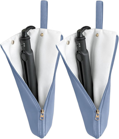 2-in-1 Heat Resistant Mat & Holder for Curling Irons and Flat Irons - Pink Travel Bag