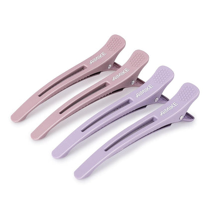 Hair Sectioning Clips with Silicone Band - 6pcs No Crease Duck Billed Clips for Styling and Cutting