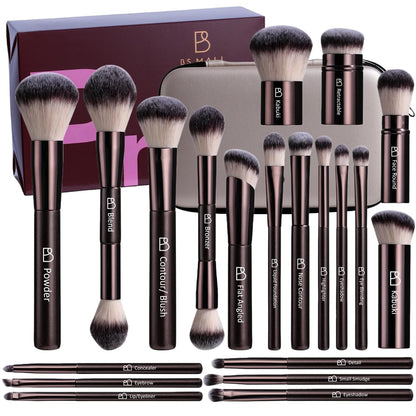 Professional 20Pcs Makeup Brush Set with Travel Case, Premium Synthetic Bristles for Foundation & Eyeshadow