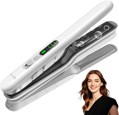Cordless Hair Straightener, Titanium Portable Flat Iron for Travel, 2 in 1 Mini Styler with Comb & Clip