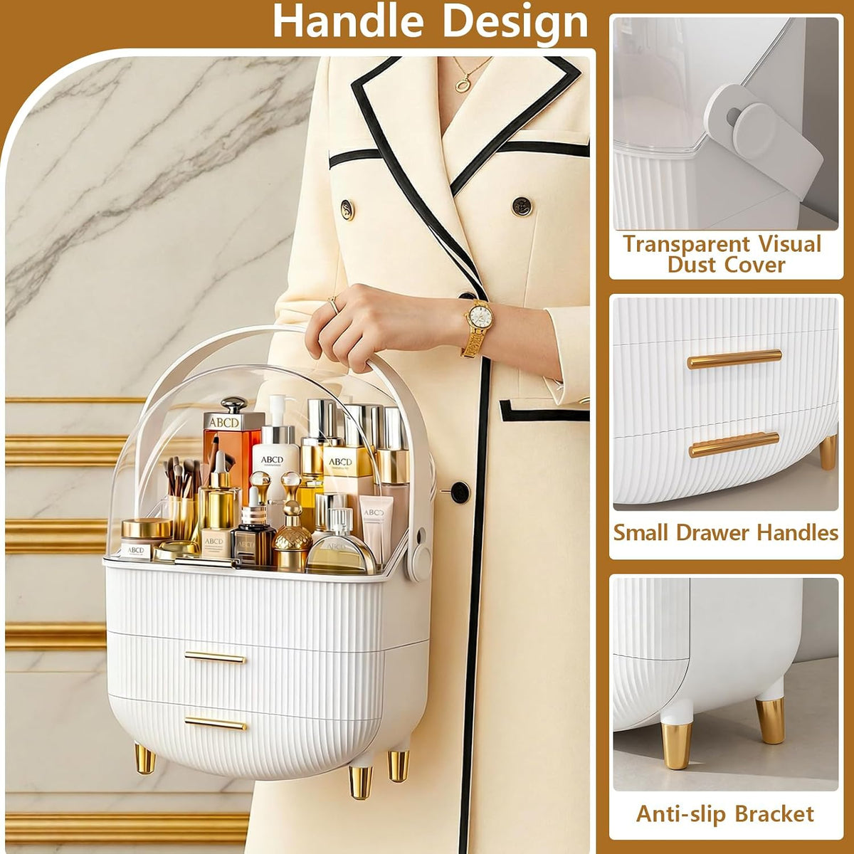 Makeup Organizer Skincare Cosmetic Display Case with Transparent Cover for Vanity and Bathroom