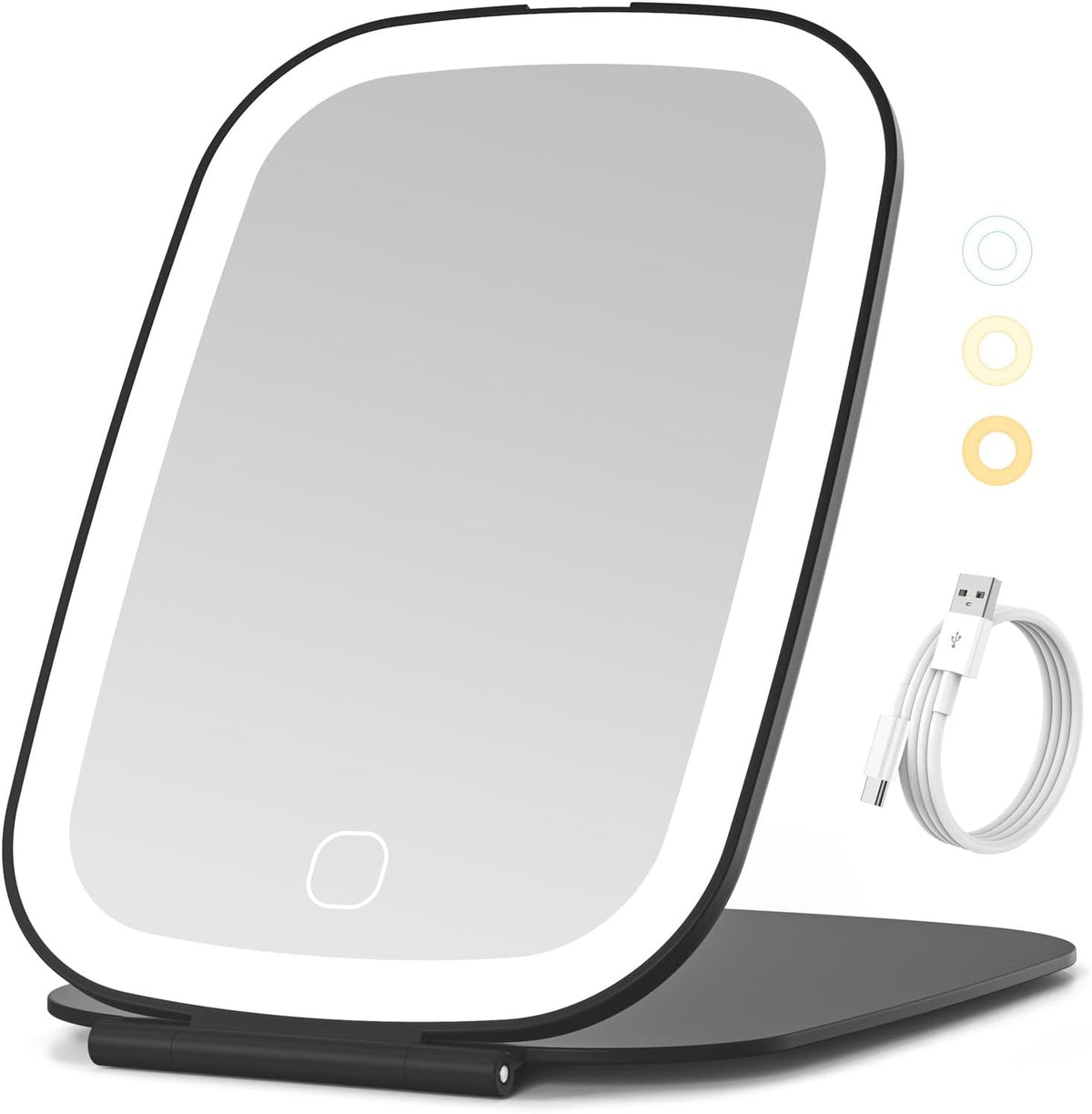 Travel Mirror with LED Light, Rechargeable Portable Lighted Makeup Mirror, 3 Lighting Modes, 7x5 Inch