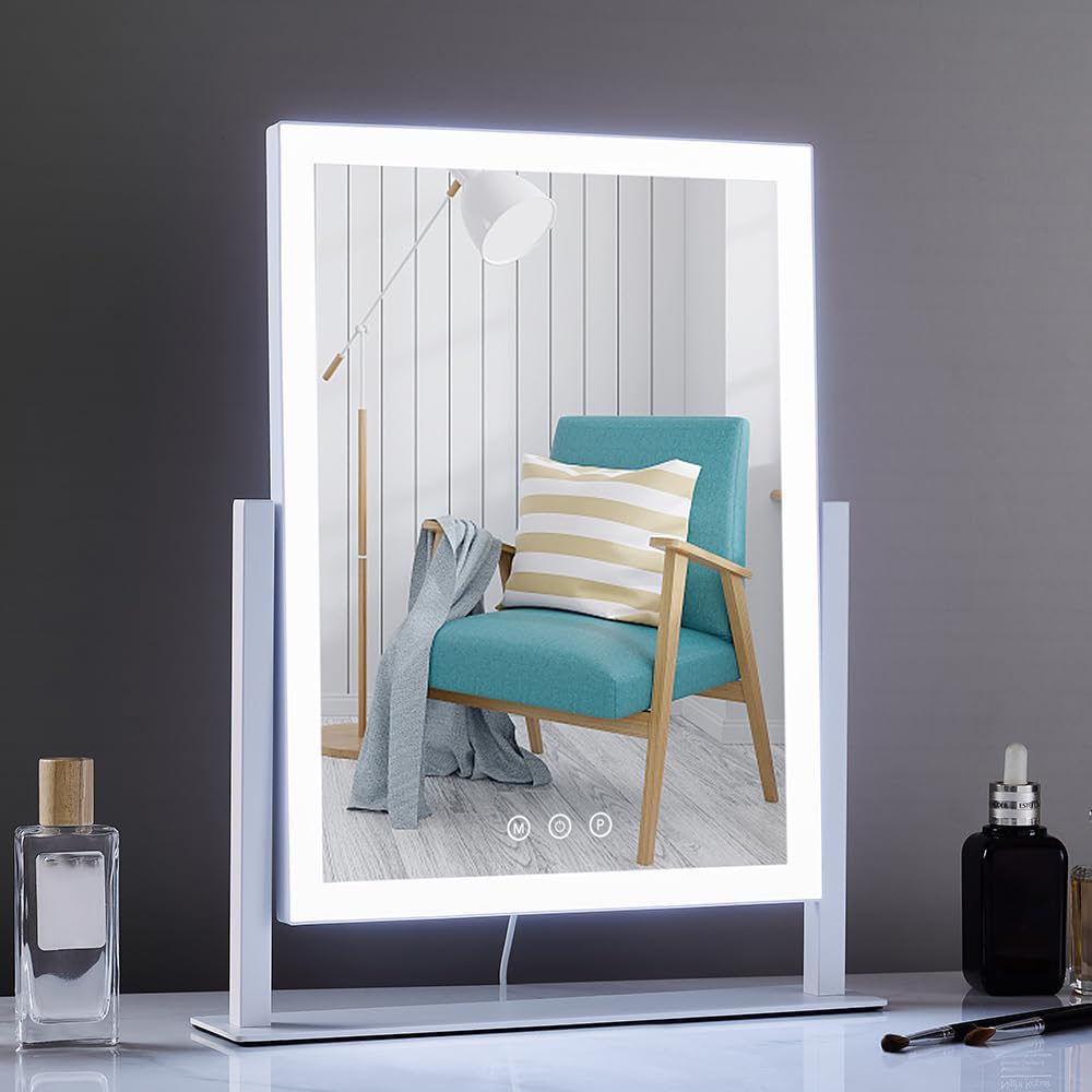 Lighted Hollywood Vanity Makeup Mirror, 17.3" x 13" with 3 Color Modes and 5X Magnification