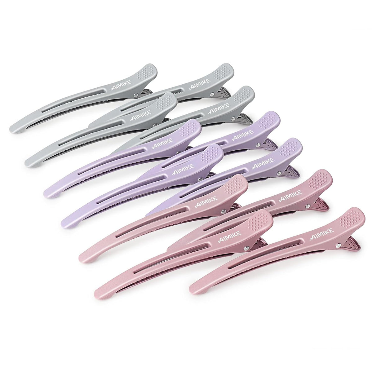 Hair Sectioning Clips with Silicone Band - 6pcs No Crease Duck Billed Clips for Styling and Cutting