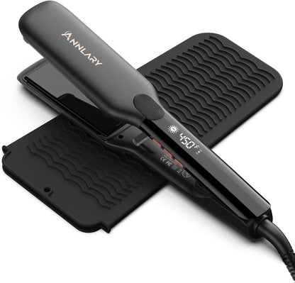 2-in-1 Titanium Ceramic Ionic Hair Straightener and Curler, Dual Voltage Flat Iron