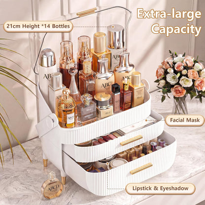 Makeup Organizer Skincare Cosmetic Display Case with Transparent Cover for Vanity and Bathroom