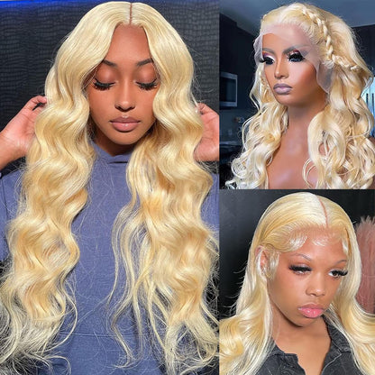 613 Blonde 28-Inch Body Wave Human Hair Wig - 13x6 HD Transparent Lace Front