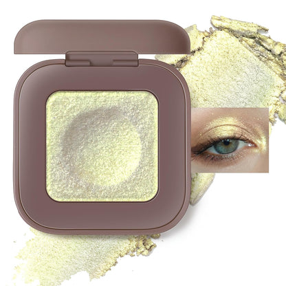 Duochrome Plum Mauve Green Blue Glitter Eyeshadow Palette, Holographic Chameleon Shimmer Metallic Eye Shadow
