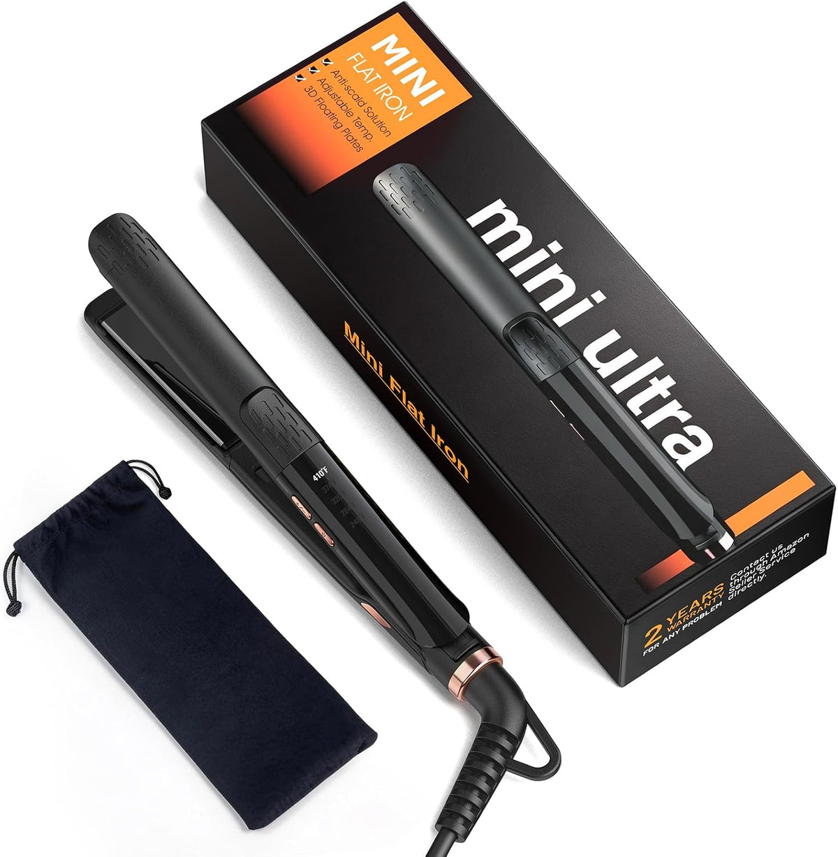 0.5 Inch Mini Flat Iron with Adjustable Temp, 100-240V Dual Voltage Hair Straightener for Short Hair