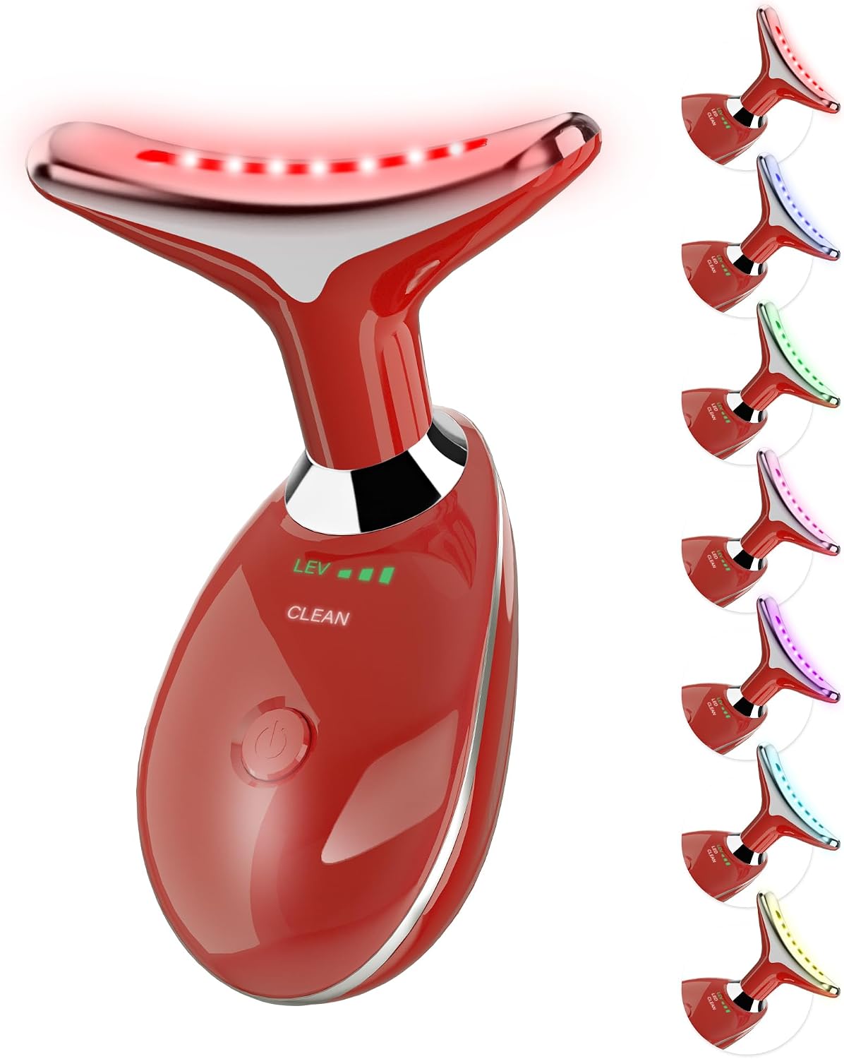 7 Color LED Facial Light Therapy Wand and Neck Massager for Skin Care at Home