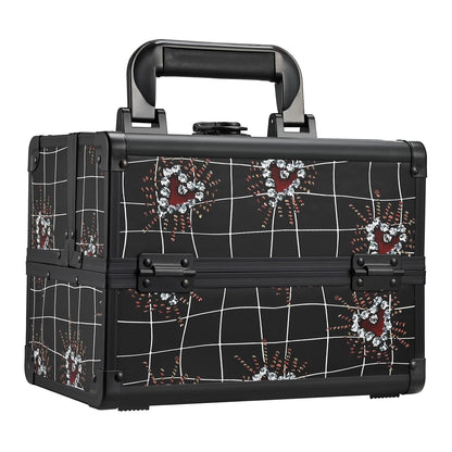 Makeup Box Cosmetic Train Case with Mirror and 2-Tier Trays - Portable Organizer