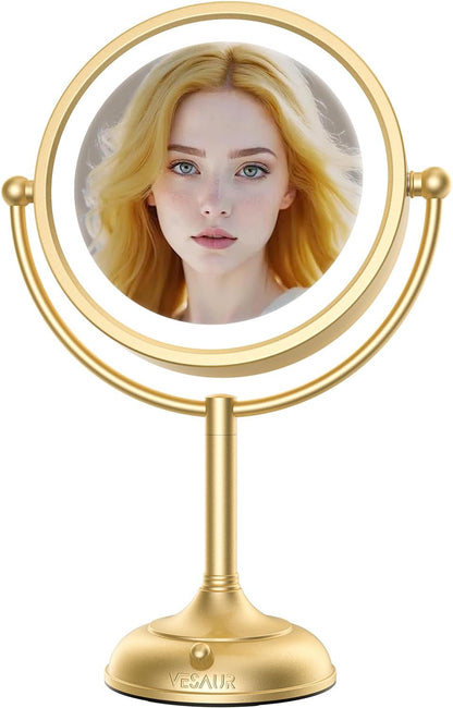 Professional 8.5" Large Lighted Makeup Mirror, 1X/10X HD Magnification, 3 Color Dimmable 90 LEDs
