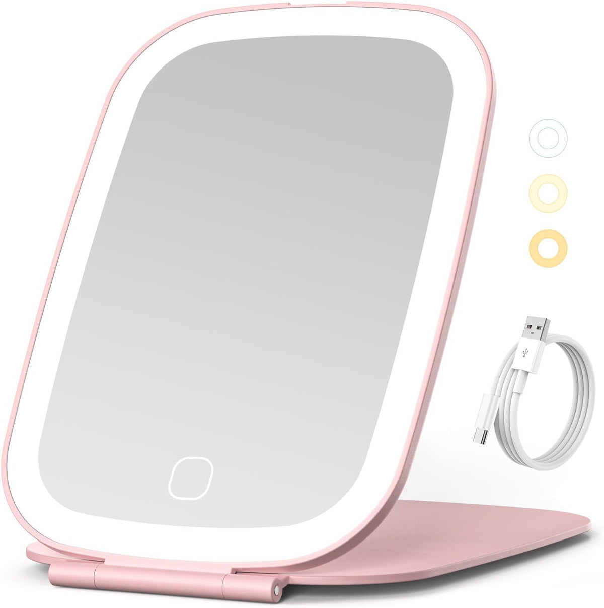 Travel Mirror with LED Light, Rechargeable Portable Lighted Makeup Mirror, 3 Lighting Modes, 7x5 Inch