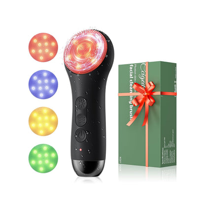Waterproof Rechargeable Face Cleansing Brush with 4 LED Light Modes & 5-Speed Massage