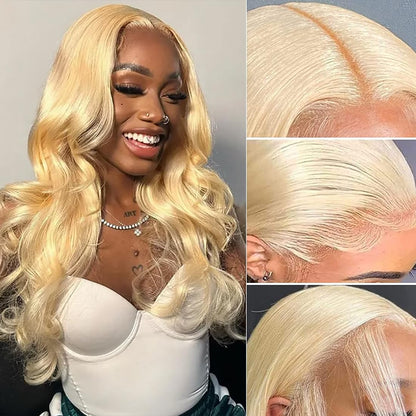 613 Blonde 28-Inch Body Wave Human Hair Wig - 13x6 HD Transparent Lace Front