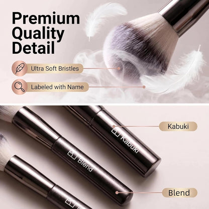 Professional 20Pcs Makeup Brush Set with Travel Case, Premium Synthetic Bristles for Foundation & Eyeshadow