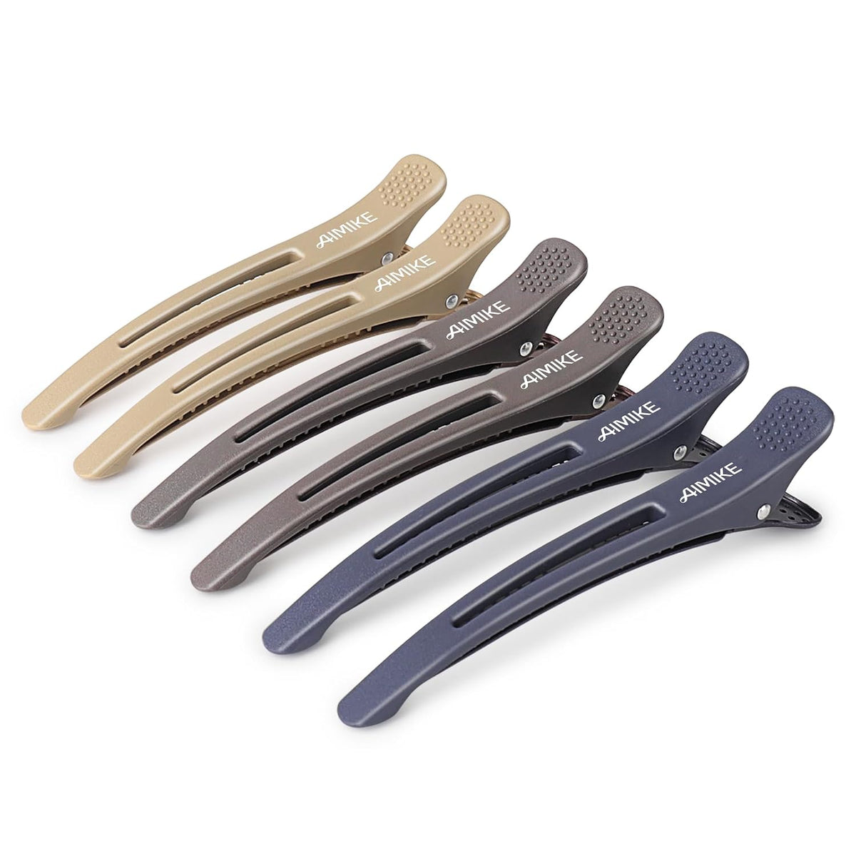 Hair Sectioning Clips with Silicone Band - 6pcs No Crease Duck Billed Clips for Styling and Cutting