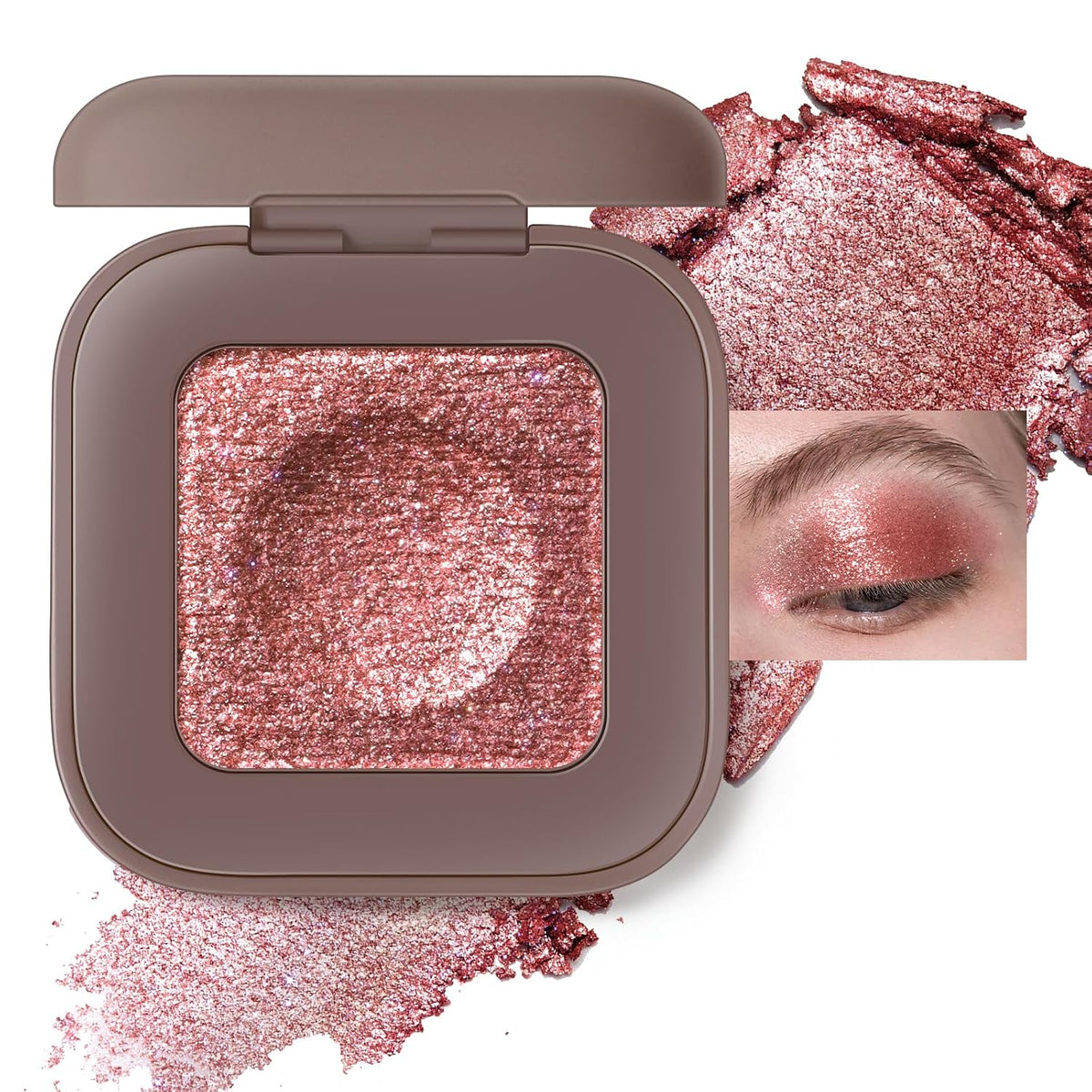 Duochrome Plum Mauve Green Blue Glitter Eyeshadow Palette, Holographic Chameleon Shimmer Metallic Eye Shadow