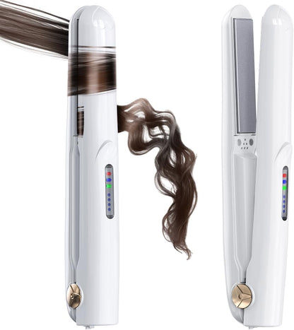 Cordless 2-in-1 Mini Hair Straightener & Curler with Emergency Phone Charger