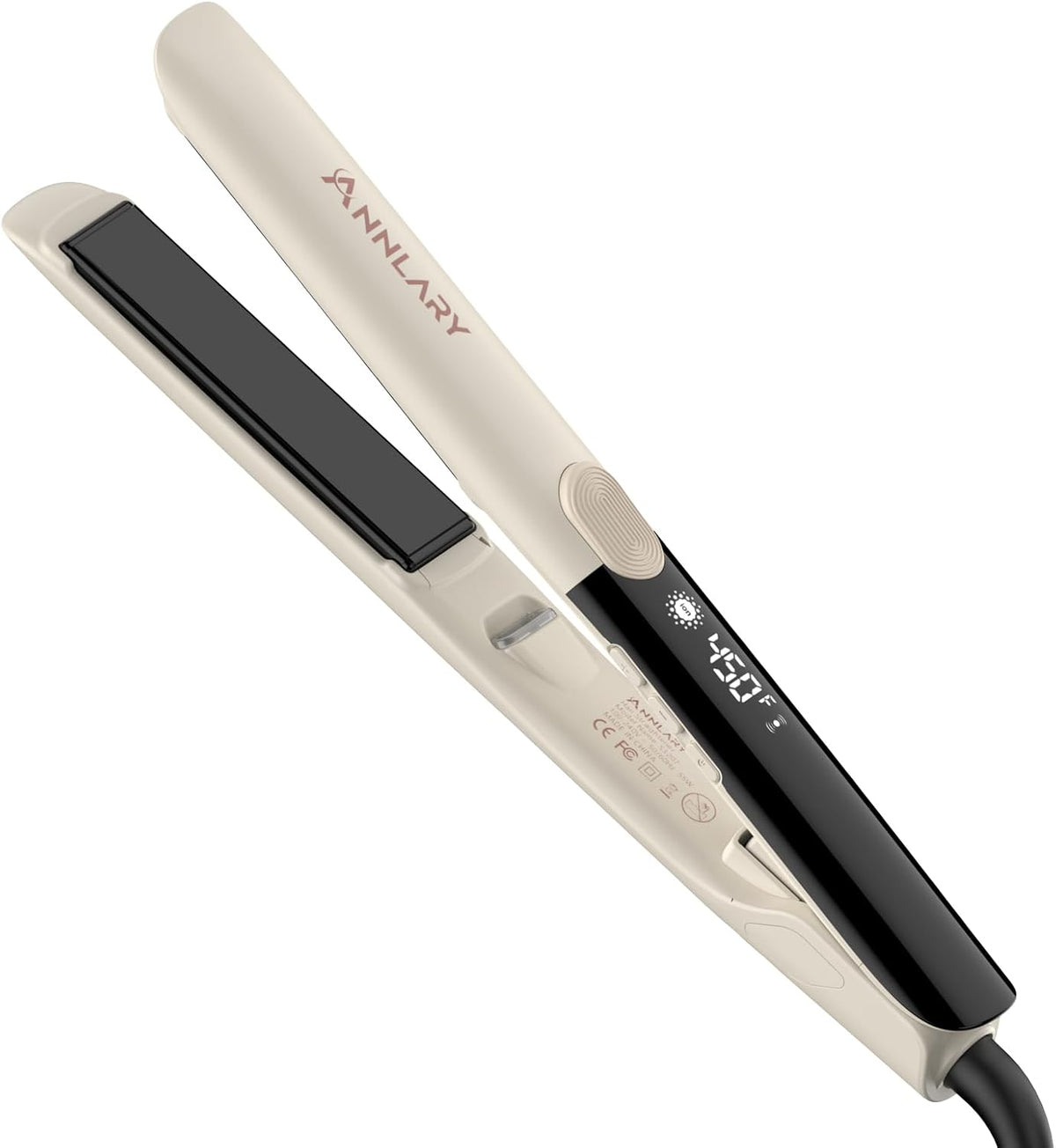 2-in-1 Titanium Ceramic Ionic Hair Straightener and Curler, Dual Voltage Flat Iron