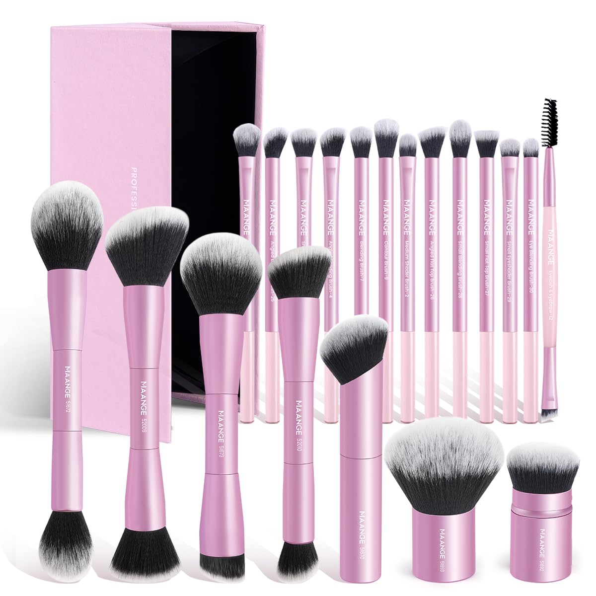 20 Pcs Professional Makeup Brush Set with Gift Box, Double-Ended Multi-functional Beauty Tools
