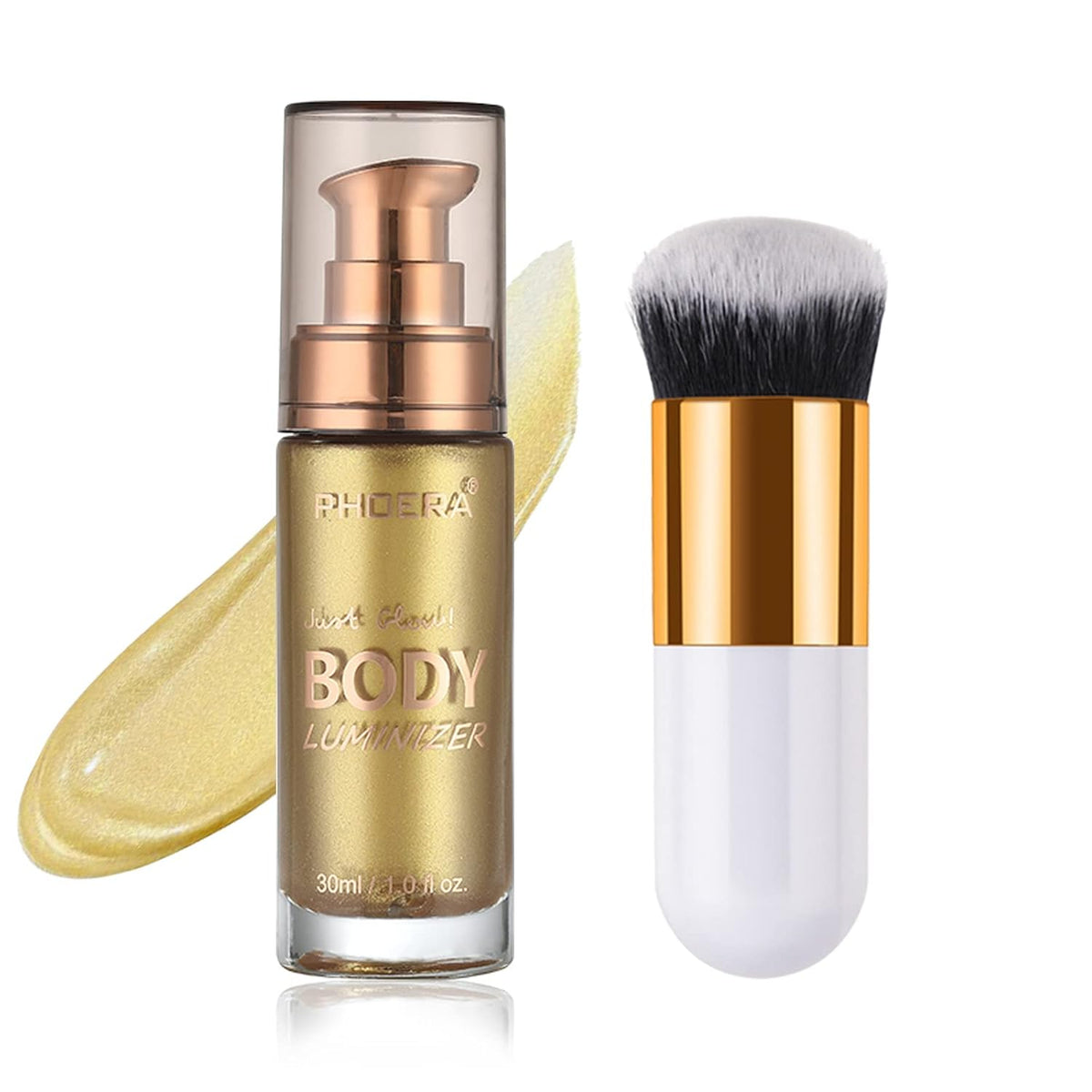 Rose Gold Body Shimmer Oil - Natural Glow Luminizer & Moisturizing Liquid Highlighter, 1oz