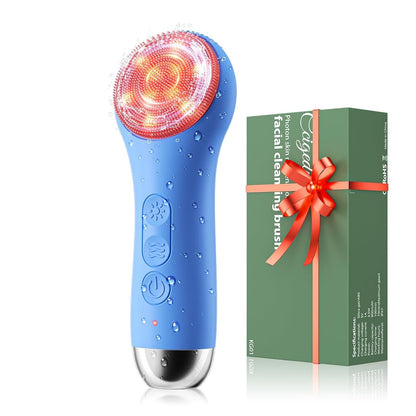 Waterproof Rechargeable Face Cleansing Brush with 4 LED Light Modes & 5-Speed Massage