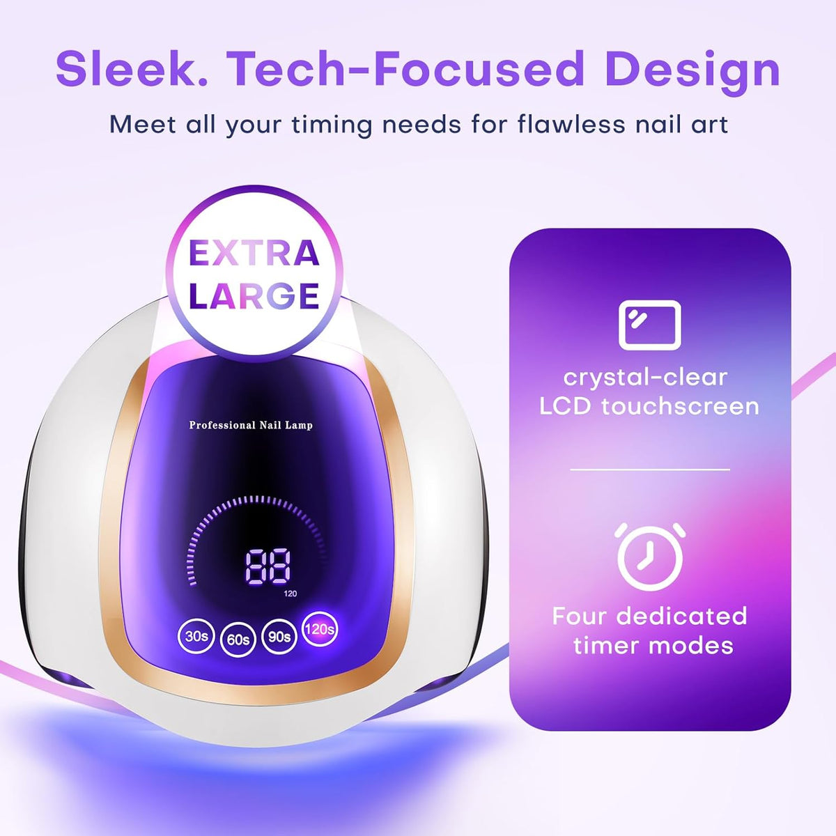 180W UV LED Nail Lamp for Gel Polish, Professional Dryer with 42 Beads and LCD Display