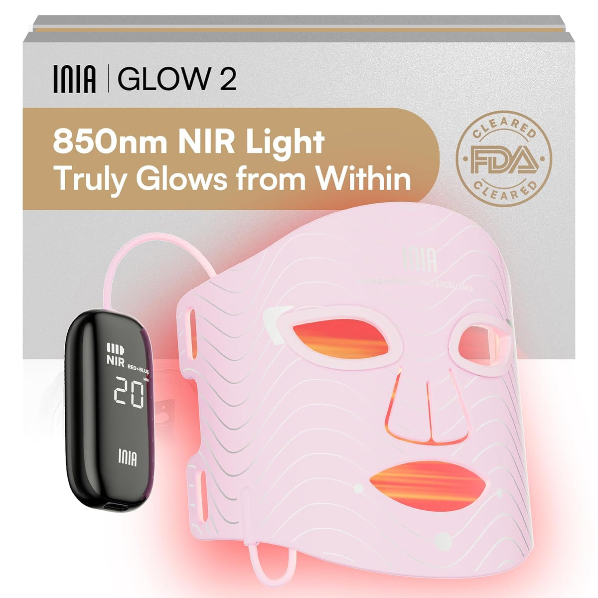 Red Light Therapy Mask for Face, 850nm NIR & 4 LED Modes, 220 LEDs, 105mW/cm² Output