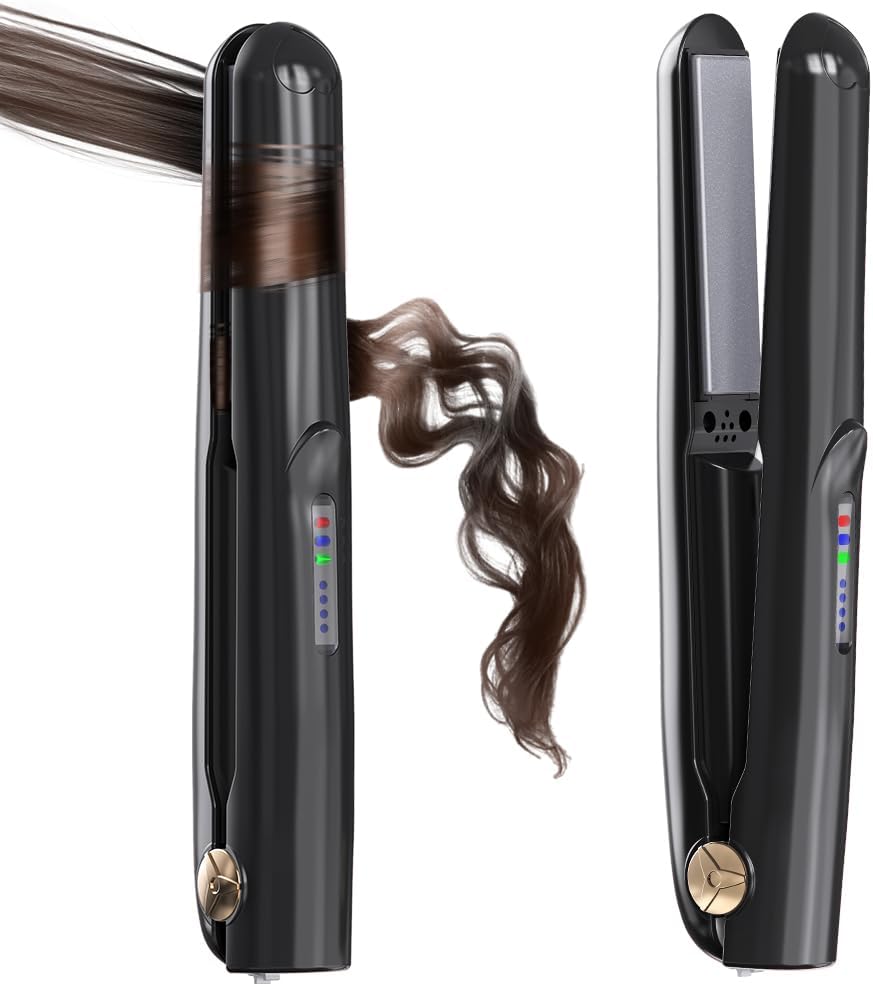 Cordless 2-in-1 Mini Hair Straightener & Curler with Emergency Phone Charger