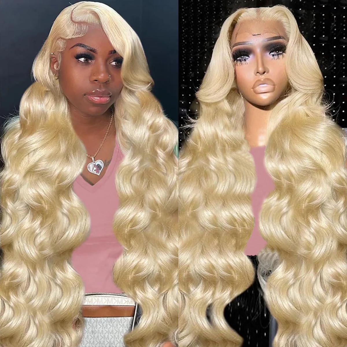 613 Blonde 13x6 Lace Front Wig Human Hair 28 Inch Body Wave 200% Density HD Transparent Lace