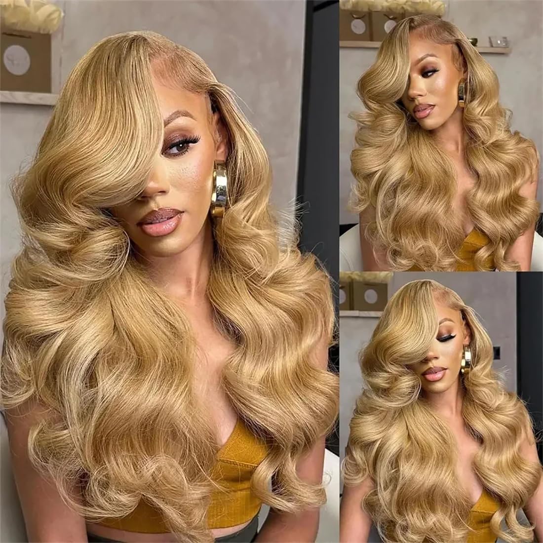 613 Blonde 13x6 Lace Front Wig Human Hair 28 Inch Body Wave 200% Density HD Transparent Lace