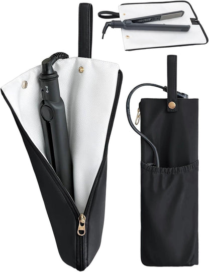 2-in-1 Heat Resistant Mat & Holder for Curling Irons and Flat Irons - Pink Travel Bag
