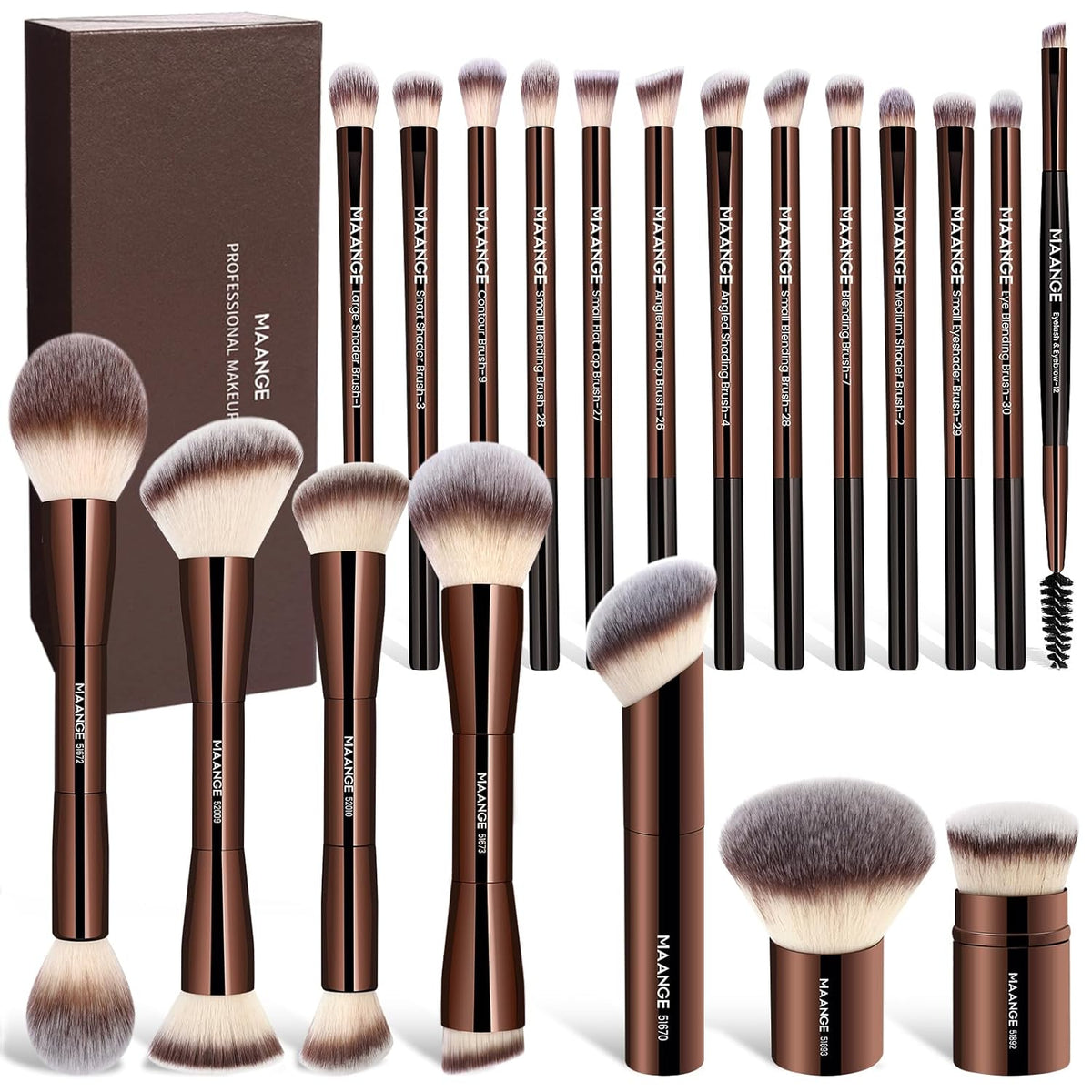20 Pcs Professional Makeup Brush Set with Gift Box, Double-Ended Multi-functional Beauty Tools