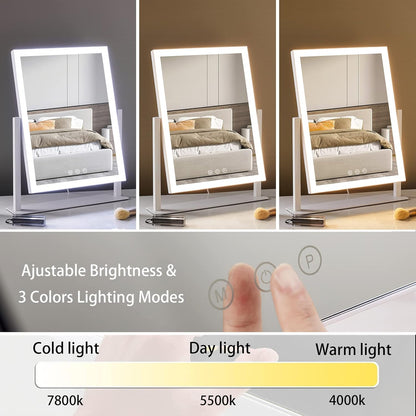 Lighted Hollywood Vanity Makeup Mirror, 17.3" x 13" with 3 Color Modes and 5X Magnification