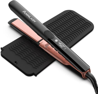2-in-1 Titanium Ceramic Ionic Hair Straightener and Curler, Dual Voltage Flat Iron