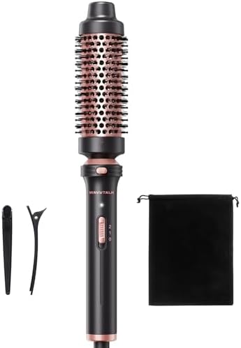 1.5 Inch Heated Round Brush with Detachable Head, Dual Voltage Tourmaline Ceramic Thermal Brush