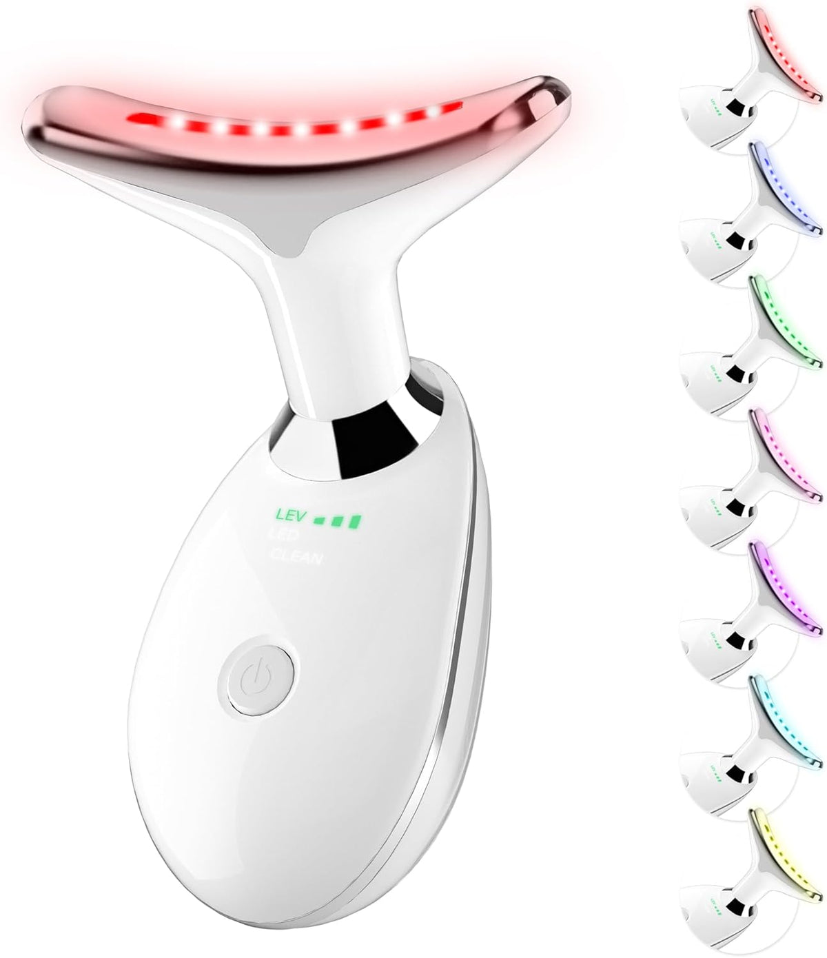 7 Color LED Facial Light Therapy Wand and Neck Massager for Skin Care at Home