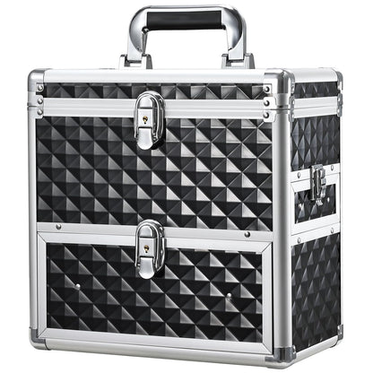 Professional Makeup Train Case with Drawer, Mirror and Sponge Dividers - Rose Gold