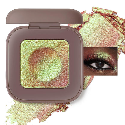 Duochrome Plum Mauve Green Blue Glitter Eyeshadow Palette, Holographic Chameleon Shimmer Metallic Eye Shadow