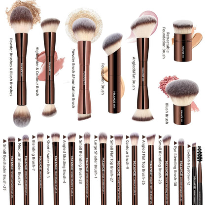 20 Pcs Professional Makeup Brush Set with Gift Box, Double-Ended Multi-functional Beauty Tools