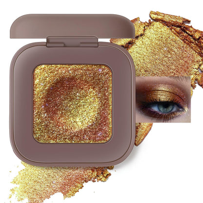 Duochrome Plum Mauve Green Blue Glitter Eyeshadow Palette, Holographic Chameleon Shimmer Metallic Eye Shadow