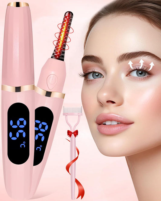 Heated Eyelash Curler with LED Display - 3 Temp Settings USB Rechargeable Electric Lash Curler