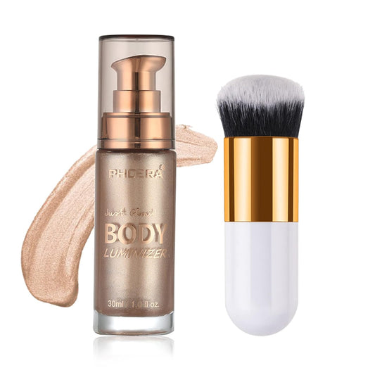 Rose Gold Body Shimmer Oil - Natural Glow Luminizer & Moisturizing Liquid Highlighter, 1oz