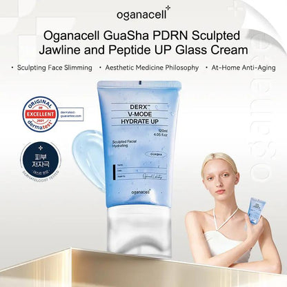 PDRN Gua Sha Jaw Line Lift-Sculpting Glass Gel Cream - De-Puffing & Lifting Peptide Glow Skin Cream