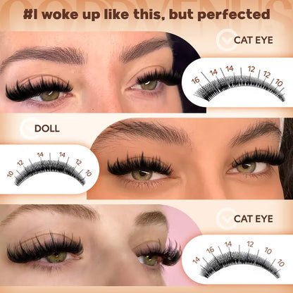Spiky Manga Lash Clusters - Wispy Anime Eyelash Extensions, D Curve 12-18mm, 204 Pcs
