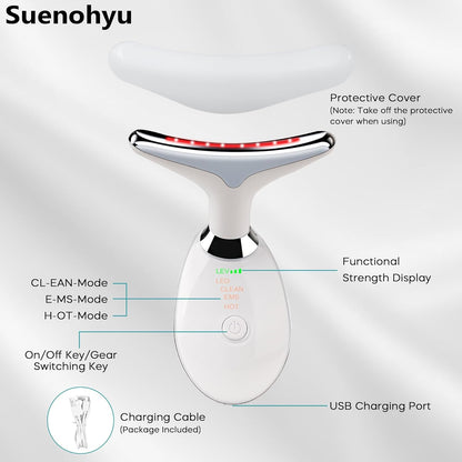 7 Color LED Facial Light Therapy Wand and Neck Massager for Skin Care at Home